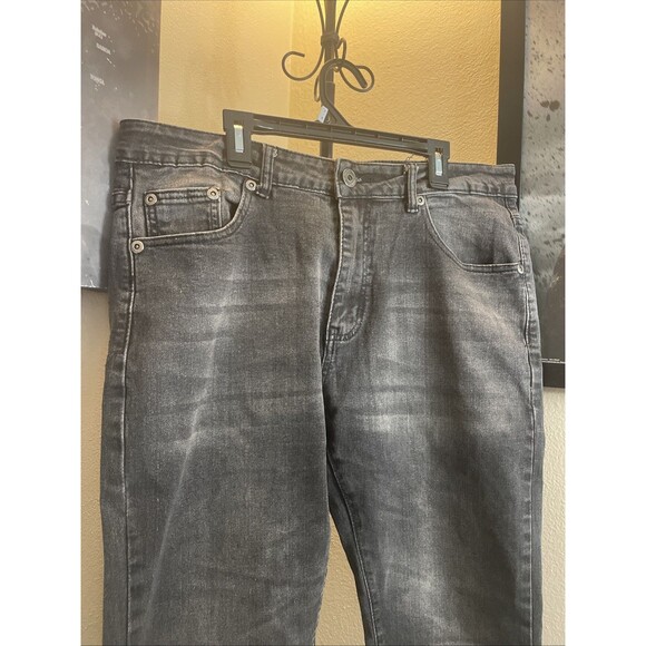 M.Society Jeans Men's 36x30 Black Light Wash Skinny Fit Stretch Denim - Picture 2 of 9